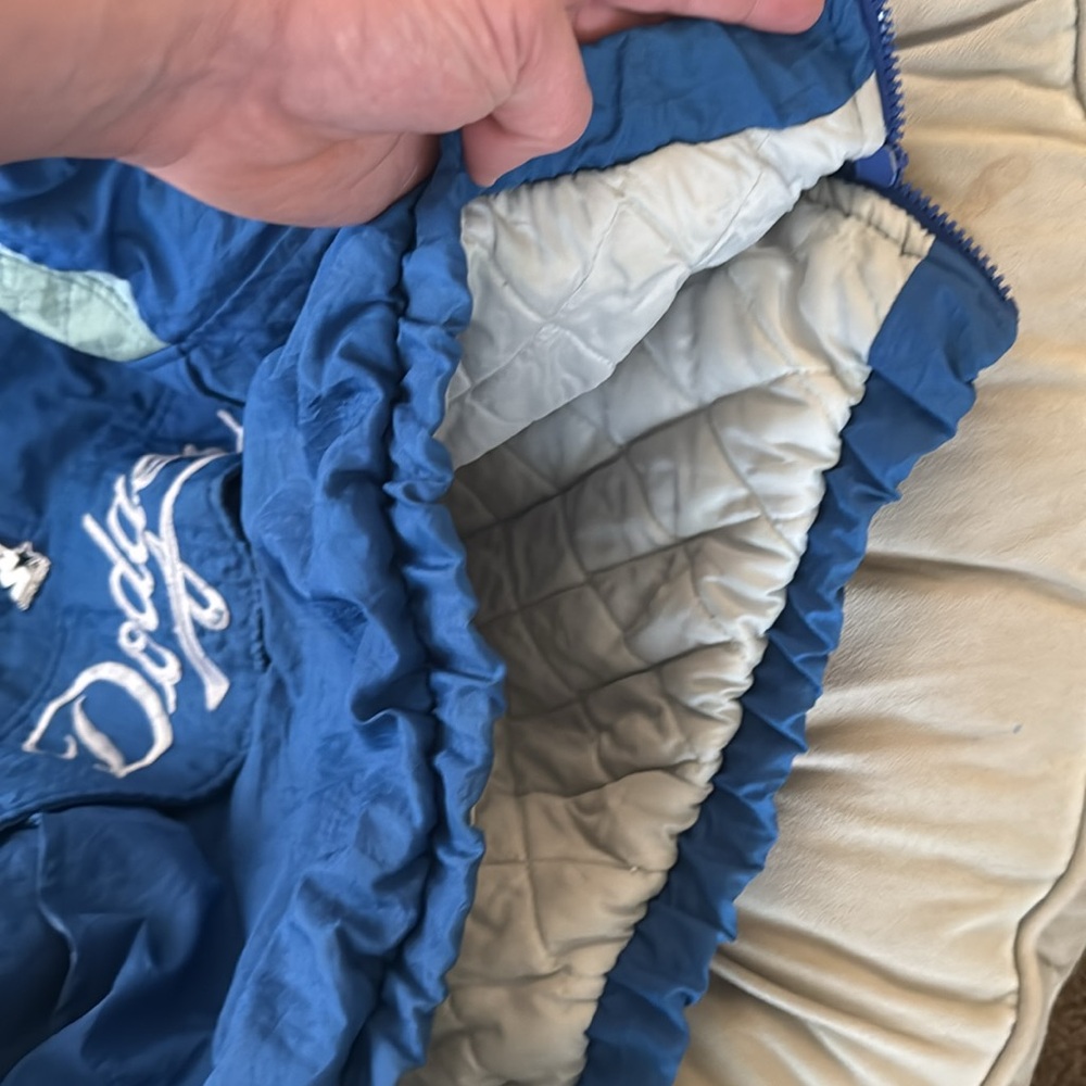 LA DODGERS 90s STARTER PUFFER 1/2 JACKET SIZE. L BLUE, GREY MLB BASEBALL VINTAGE - Picture 8 of 8